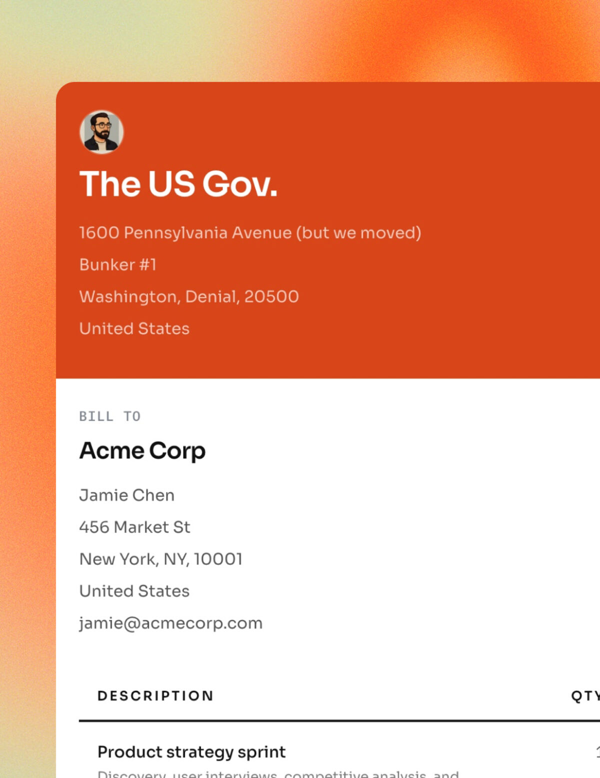 Invoice template preview